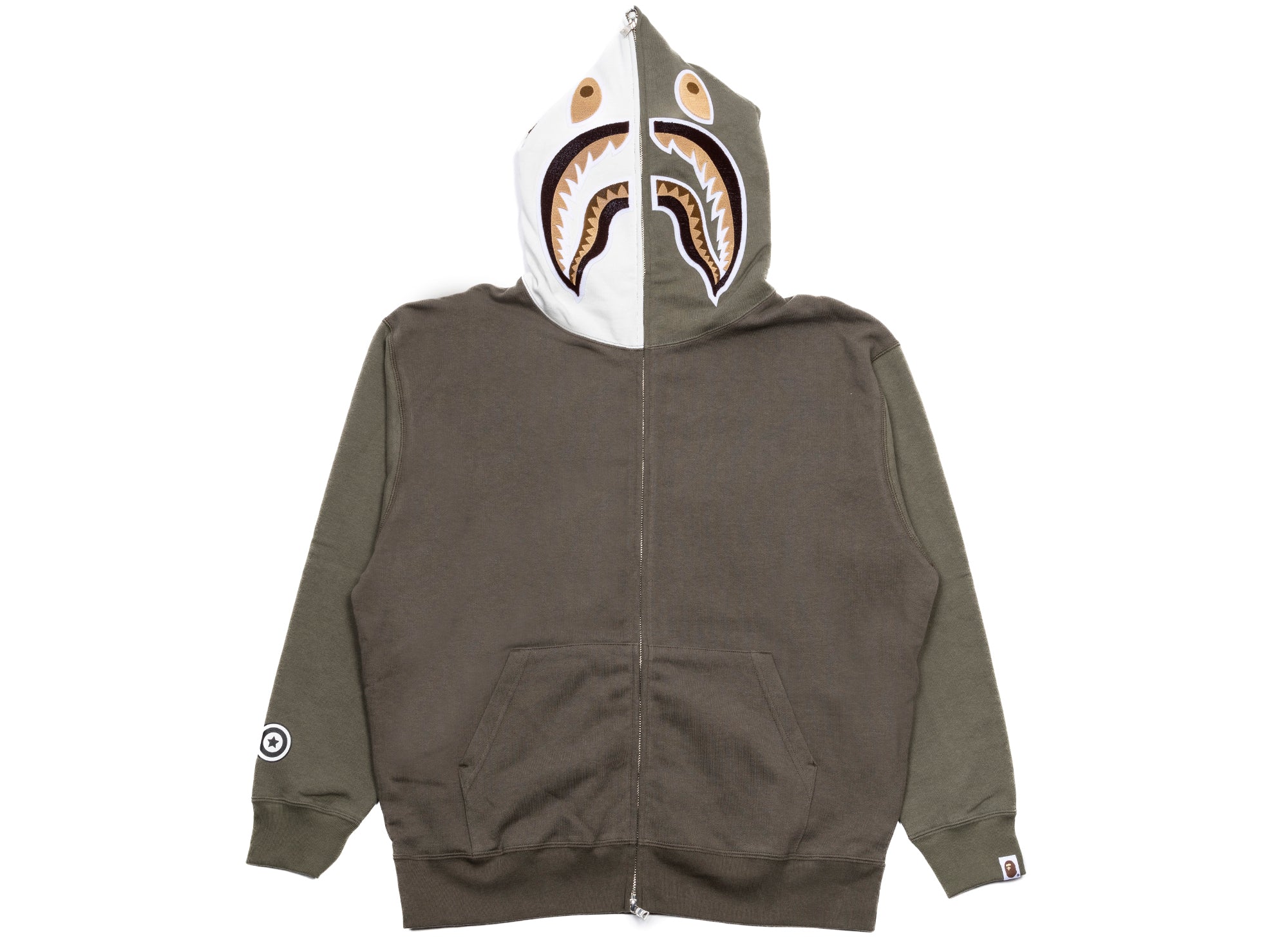 トップス A BATHING APE Shark Hoodie Olive L A Bathing Ape Shark Full Zip Hoodie #2 M in Olive | Oneness