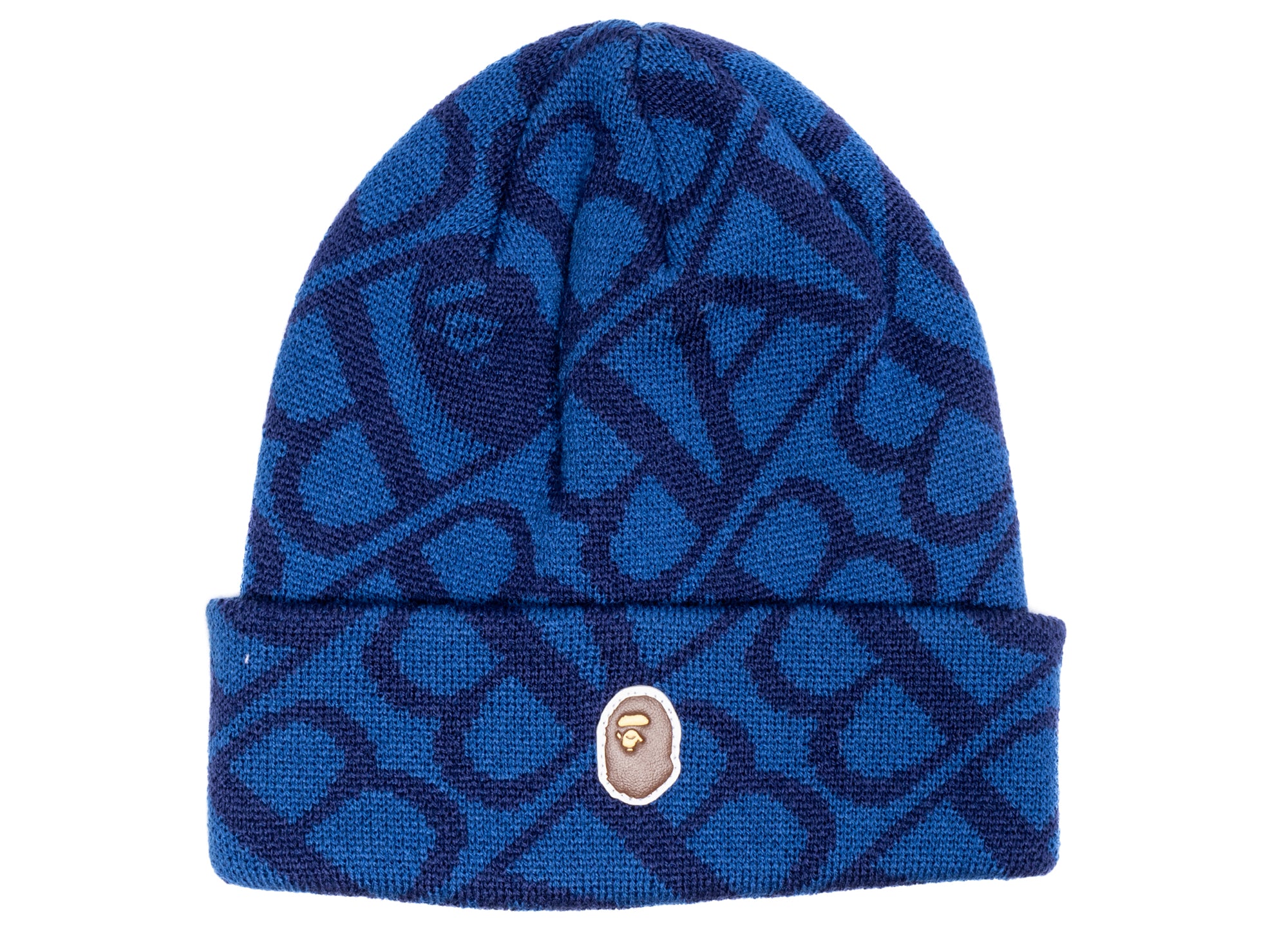 A BATHING APE APE KNIT HEAD CAP ネイビー A Bathing Ape Sport Monogram Knit Cap in Blue | Oneness – Oneness