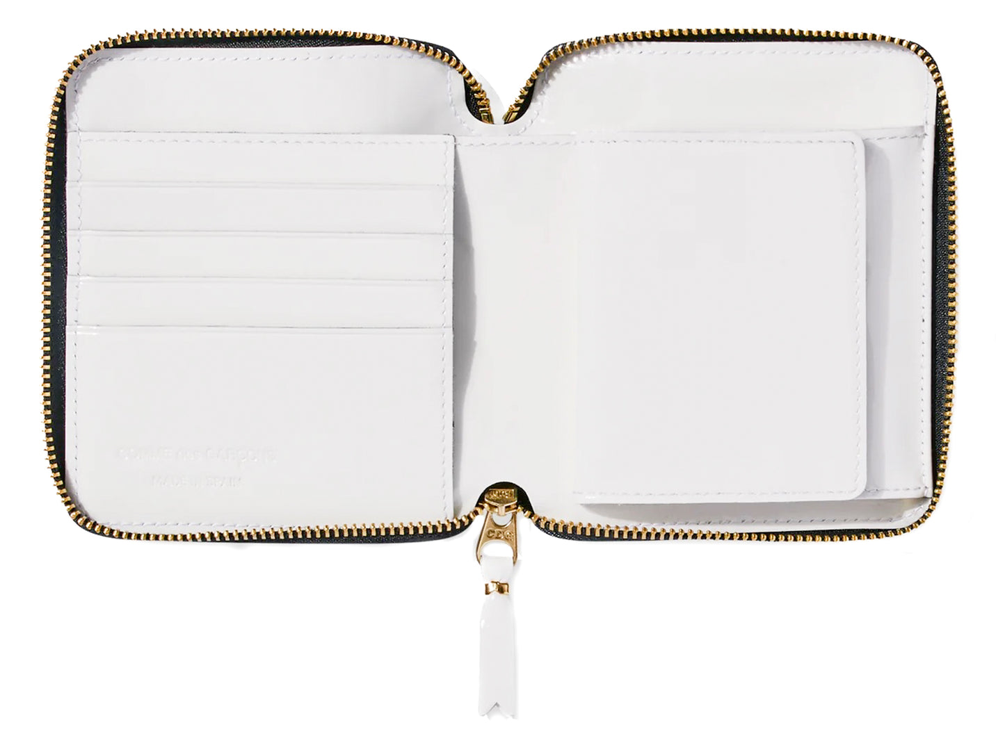 Comme des Garçon Reversed Hem Full Zip Around Wallet in White - view 3