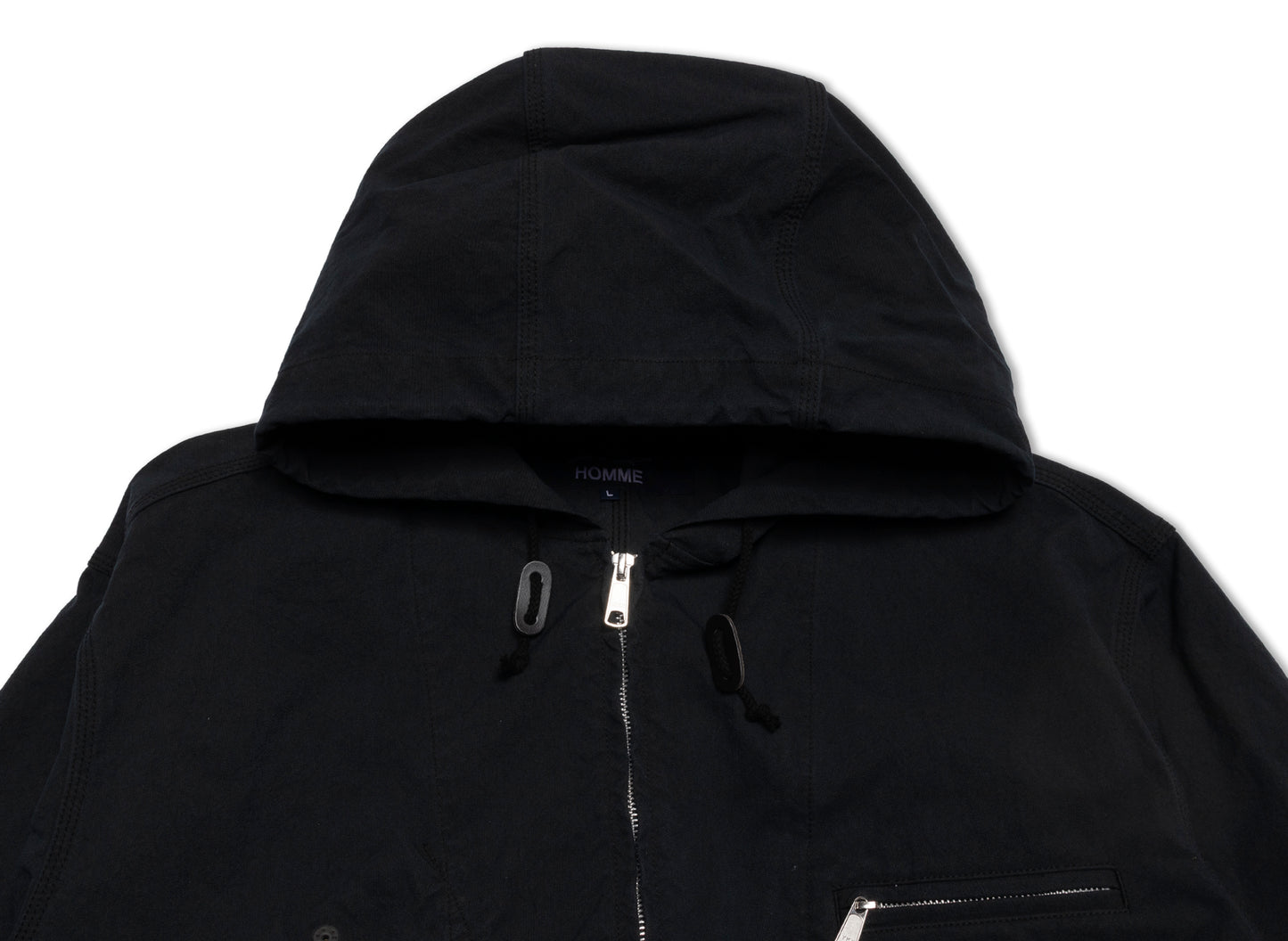 Comme des Garçons HOMME Hooded Workwear Jacket in Black — view 4