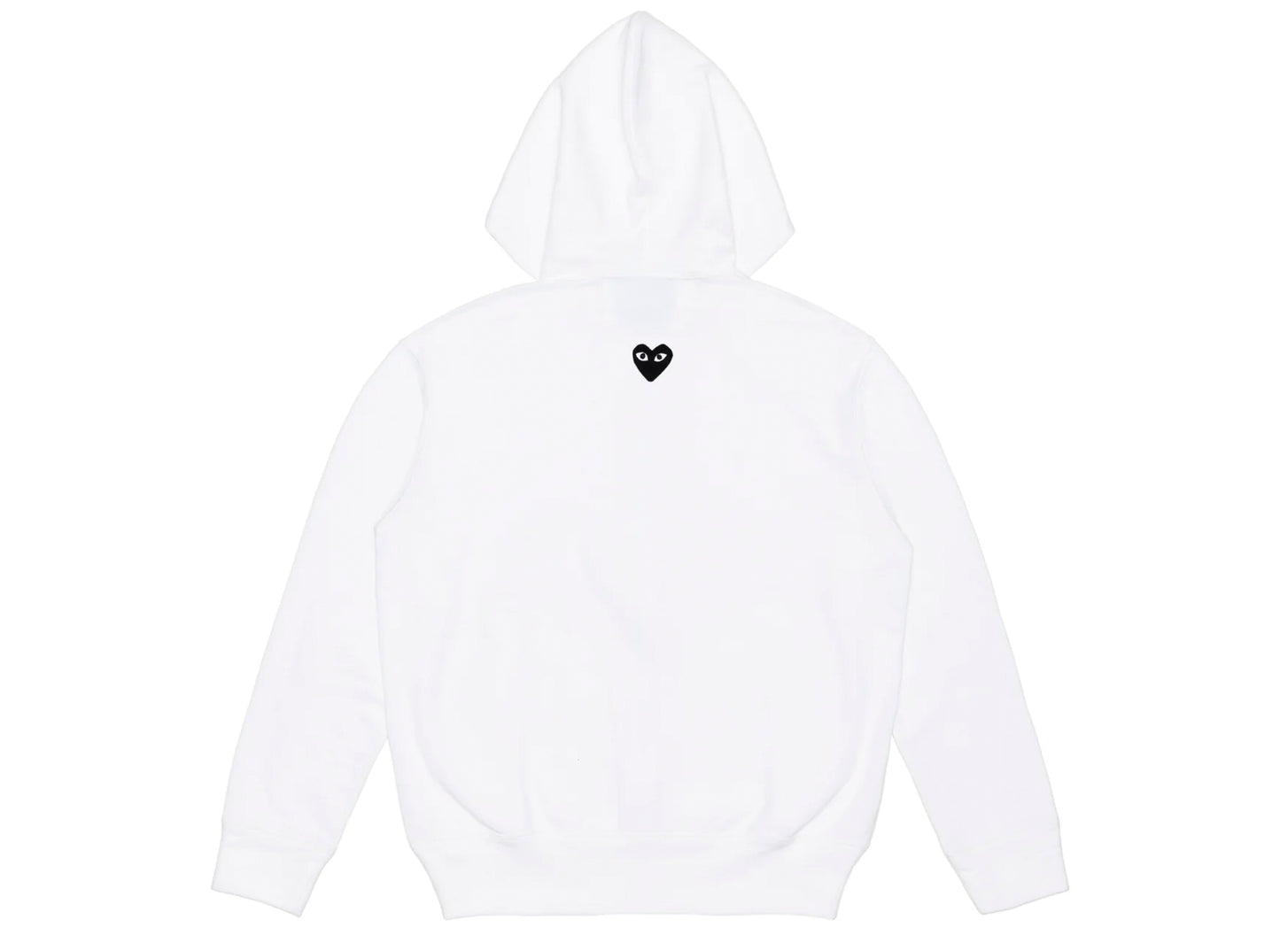 Comme des Garçons Play Black Emblem Back Logo Full Zip Hoodie in White - view 2