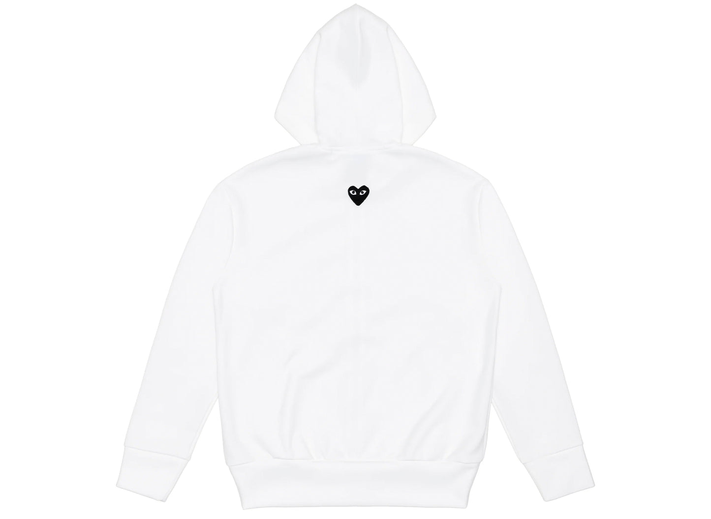 Comme des Garçons Play Nylon Black Emblem Back Logo Full Zip Hoodie in White - view 2