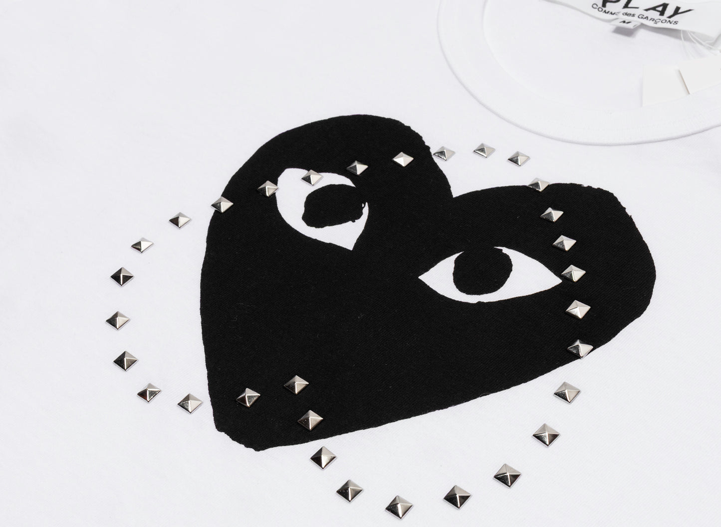 Comme des Garçons PLAY Stud Print Jumbo Heart Tee in White - view 2