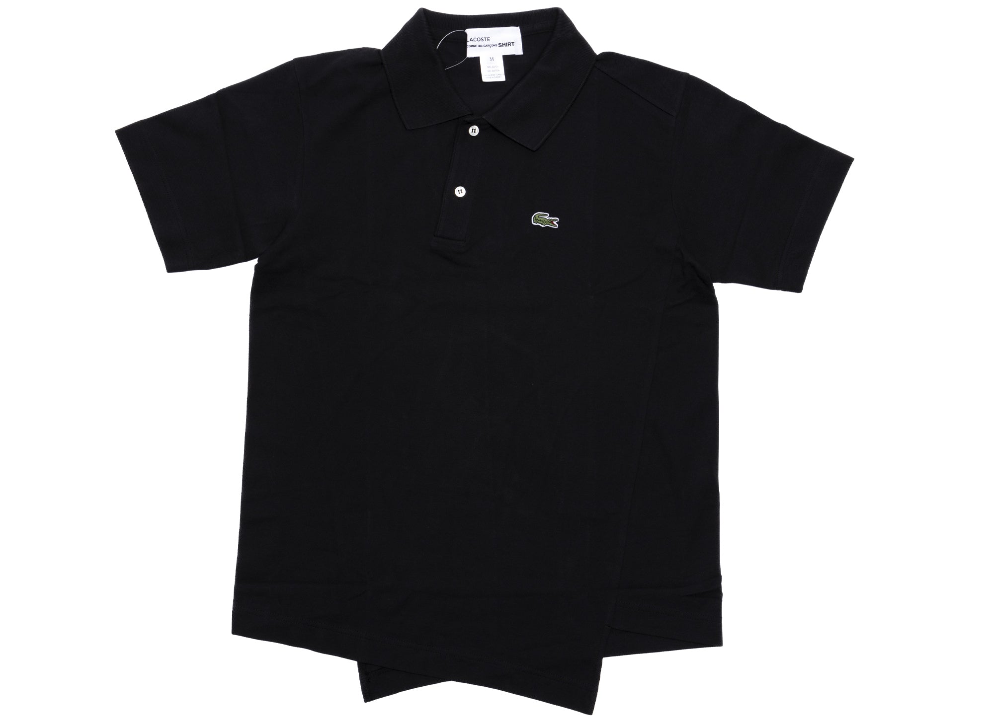新品　COMME des GARCONS × LACOSTE　ポロシャツ　黒　L Comme des Garçons SHIRT x Lacoste Slanted S/S Polo Shirt in Black