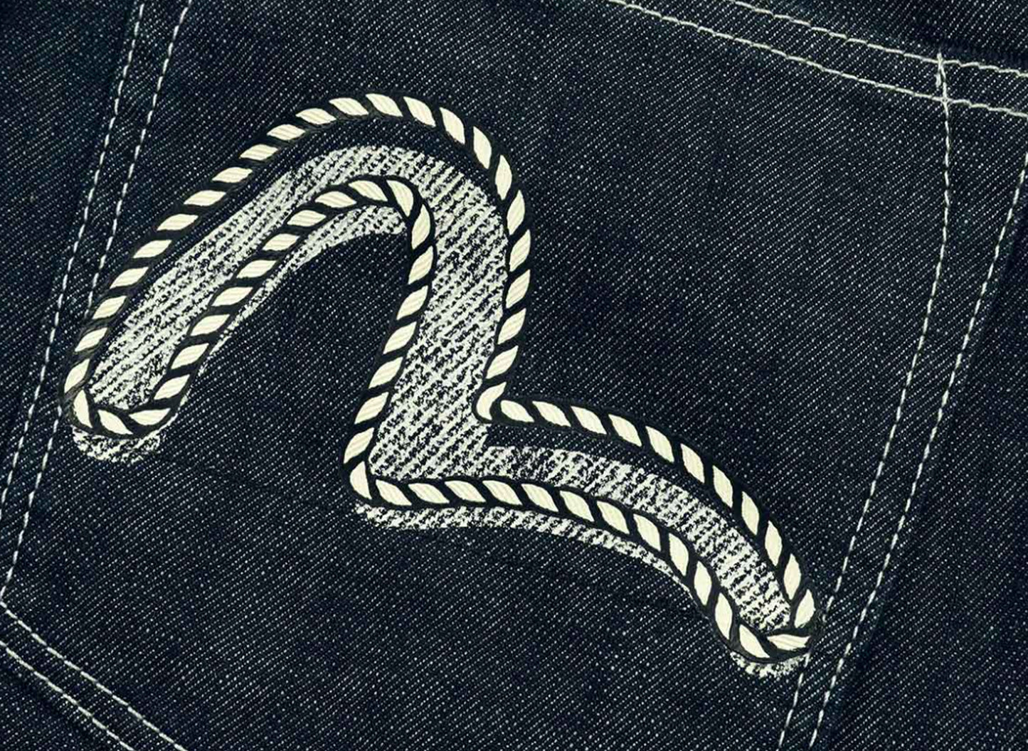 Evisu Rope Pattern Seagull Print Carrot Fit Denim Jeans - view 3