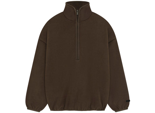 Fear of God Essentials Brushed Half Zip Pullover in Brown