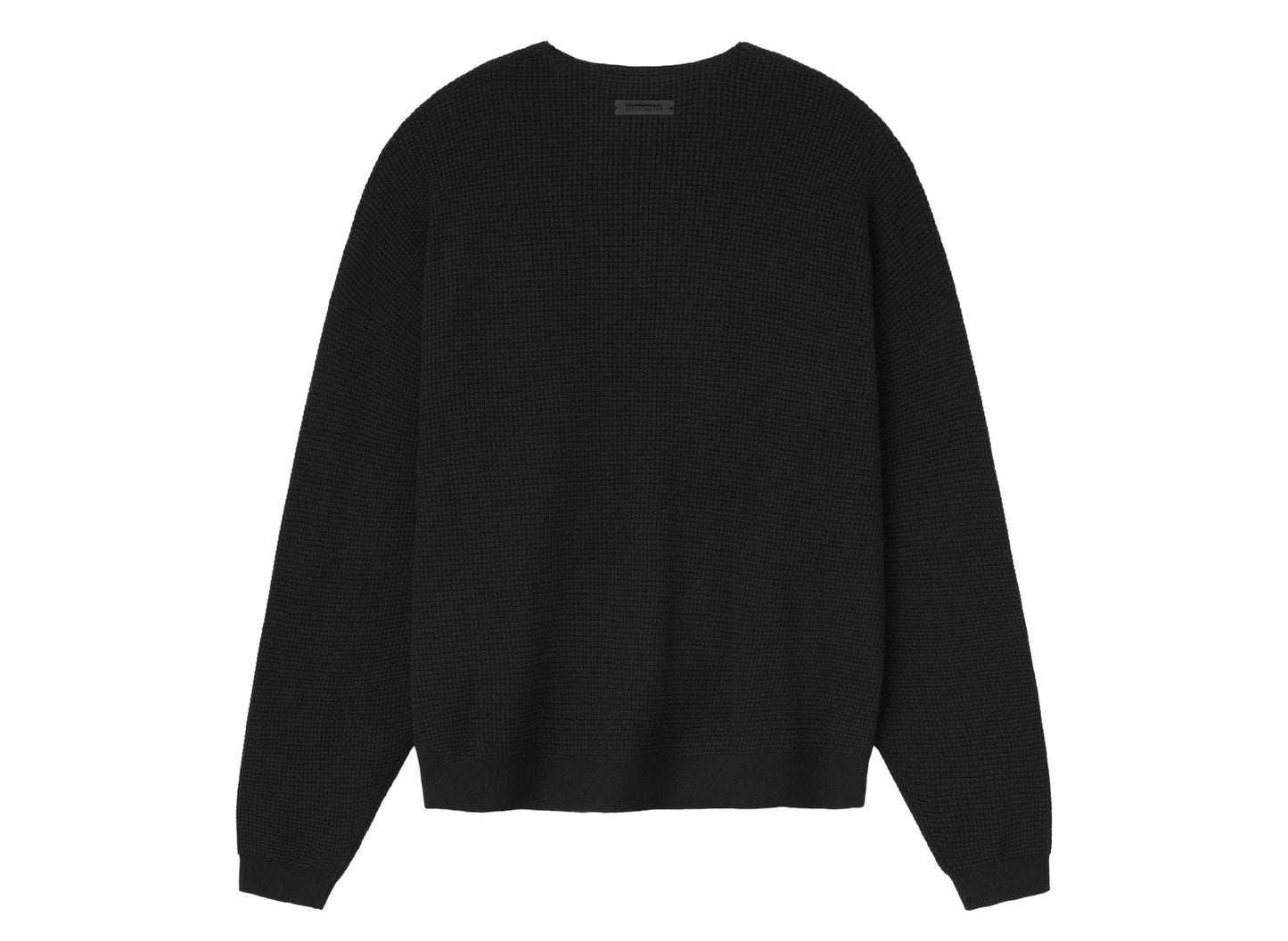 Fear of God Essentials Waffle Long Sleeve Crewneck Sweater 'Jet Black' - view 2
