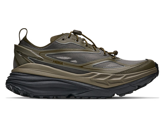 Hoka Stinson One7 in Antique Olive / Black – side view