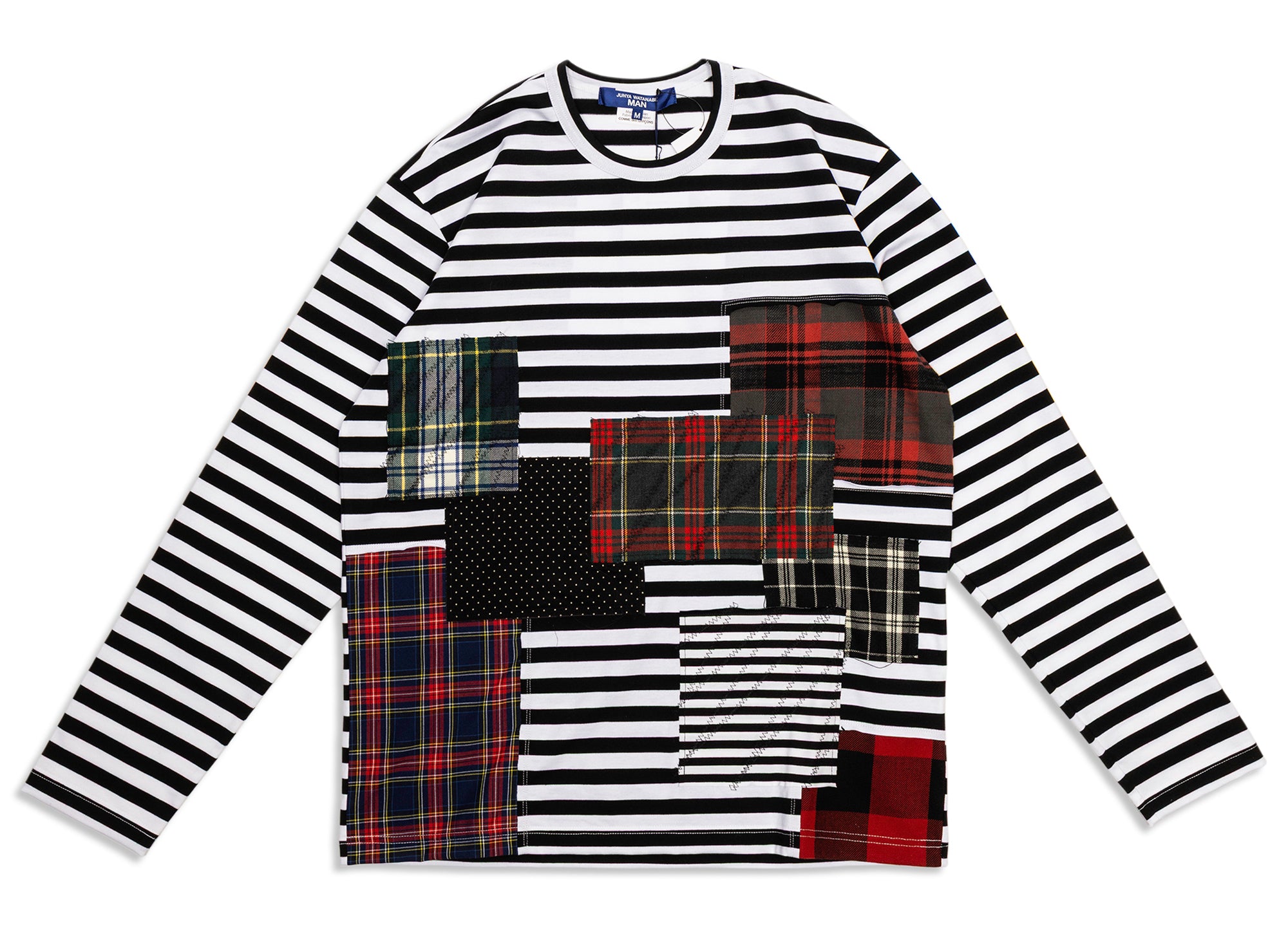 Junya Watanabe MAN Patchwork Stripe Tee in White / Black | Oneness