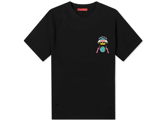 Members Of The Rage Distressed Small Logo T-Shirt in Black