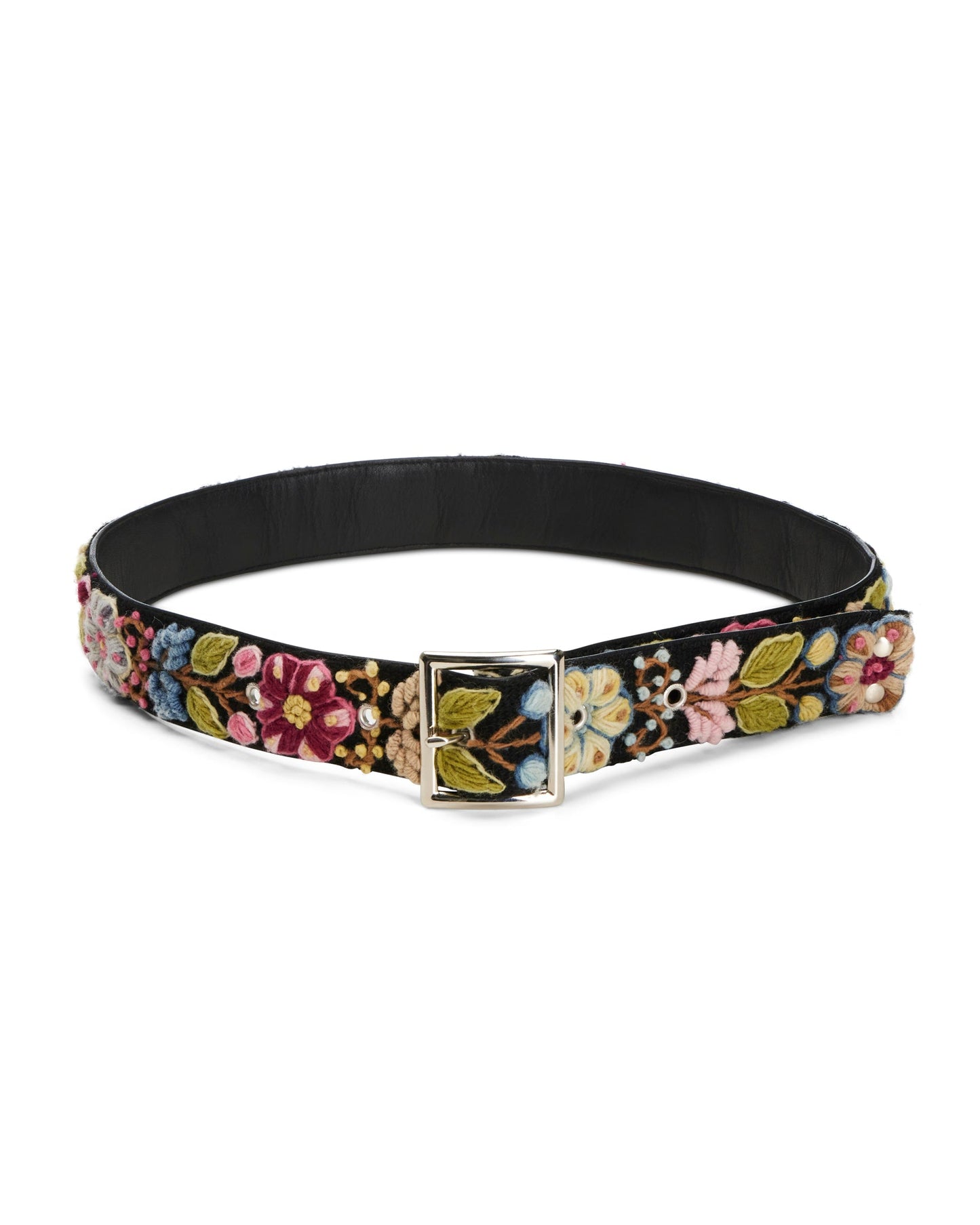 Nahmias Crochet Floral Belt in Black