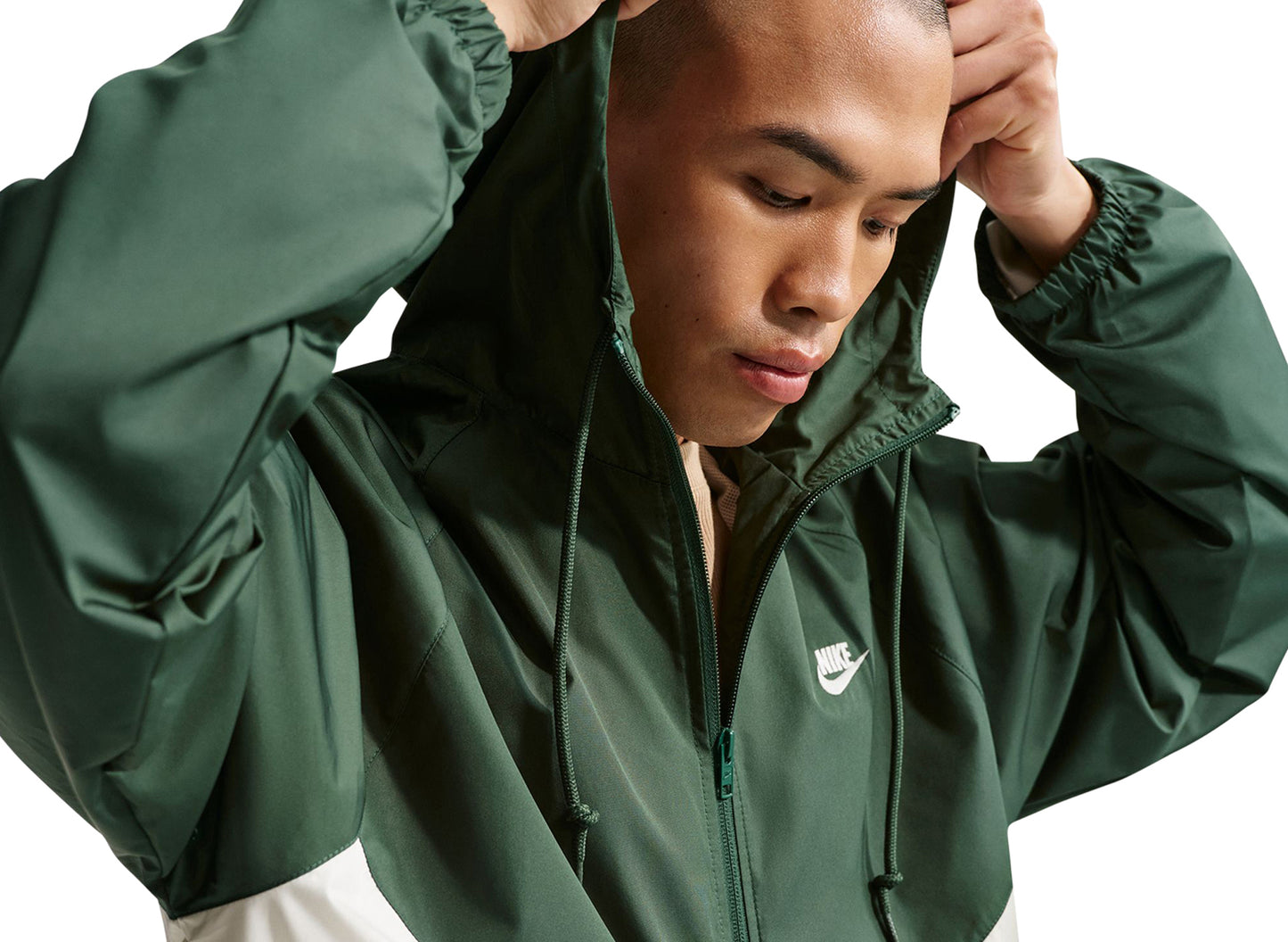 Nike Windrunner Lined Jacket in Fir / Sail — view 5