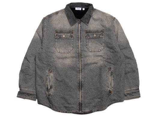 OFF-WHITE Bookish Workwear Denim Overshirt in Sun Faded Grey