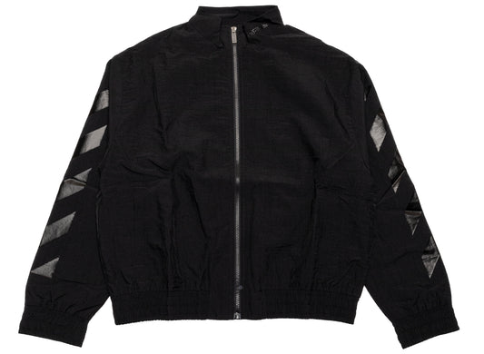 OFF-WHITE Glossy Arrow Nylon Relax Tracktop in Black