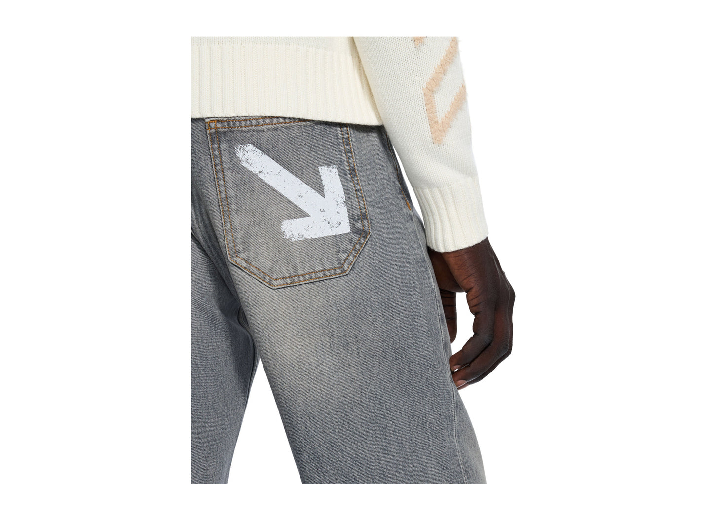 OFF-WHITE Half Arrow Diag Slim Relax Jeans in Sun Faded Grey — view 5