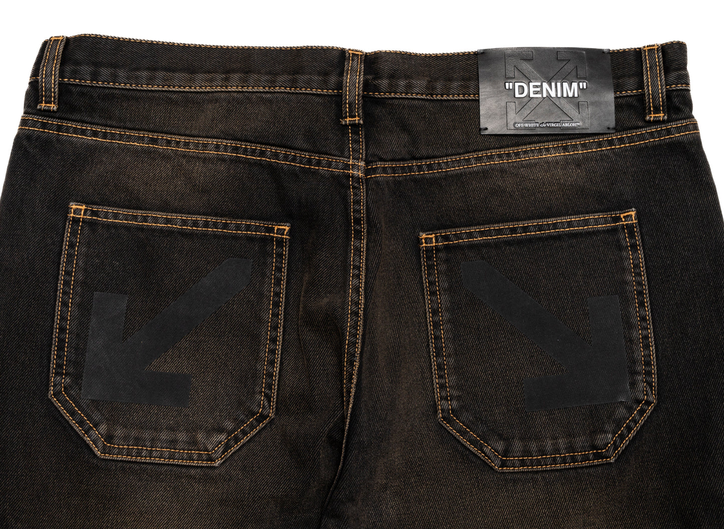 OFF-WHITE Paisley Embroidered Slim Relax Jeans in Dirty Black