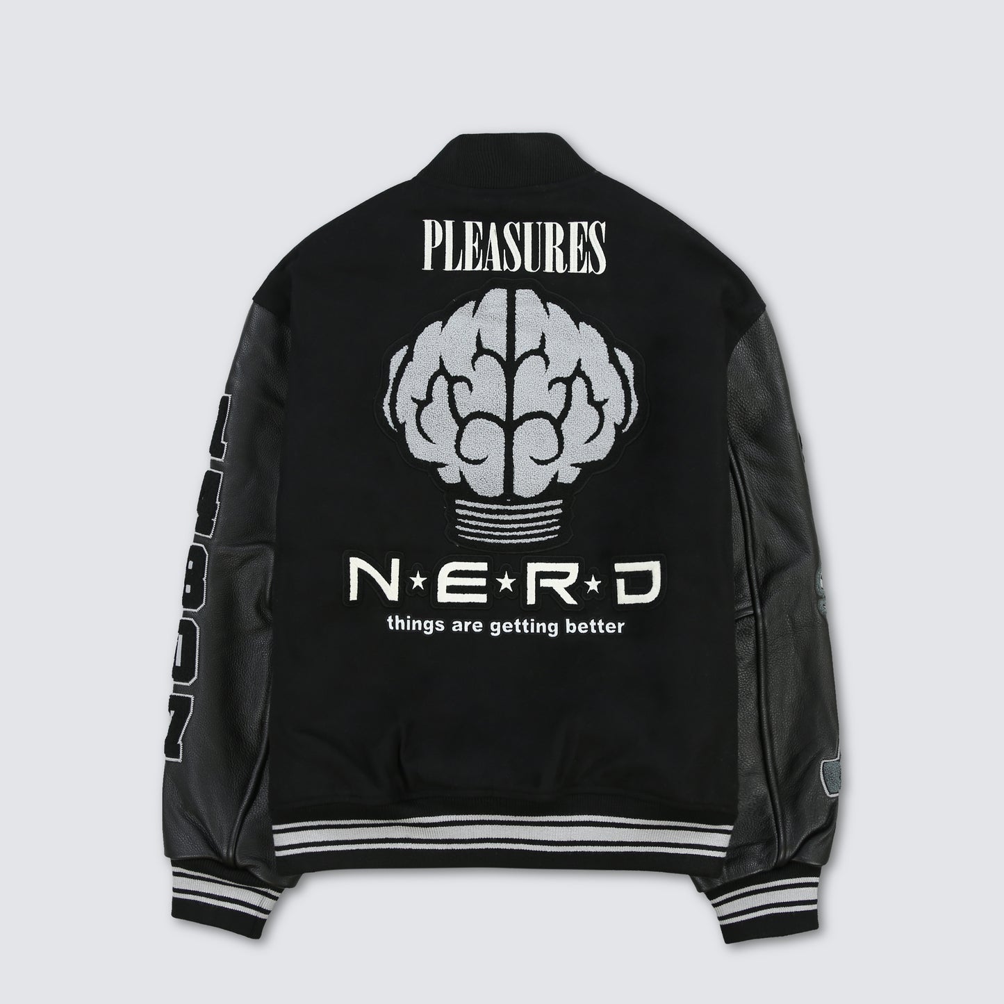 Pleasures NERD Varsity Jacket in Black - view 16