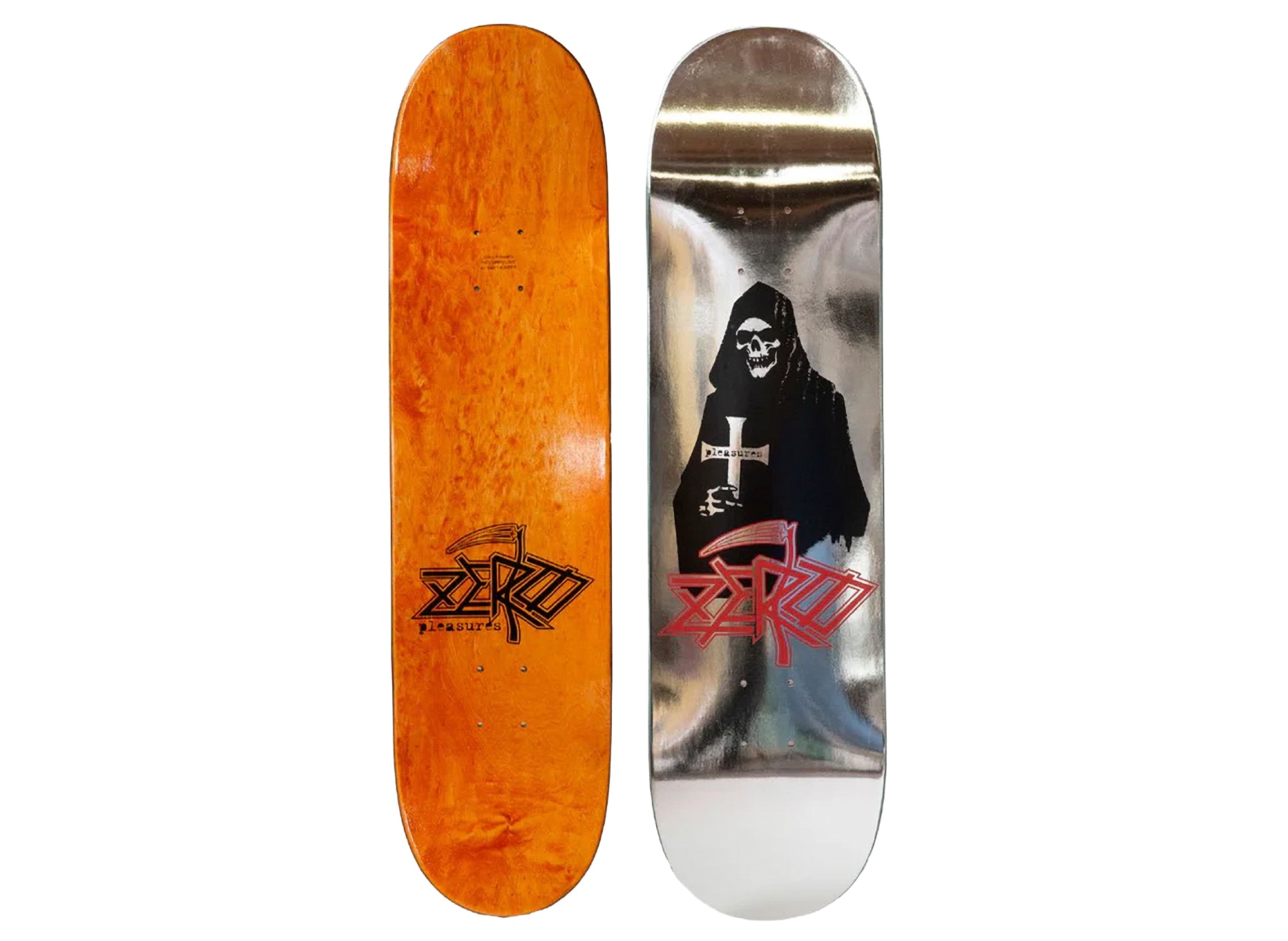 Pleasures x Zero Silver Reaper Skate Deck in Silver – Oneness Boutique
