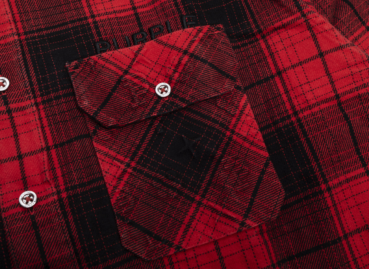 Purple Brand Plaid Flannel L/S Shirt in Red - view 2
