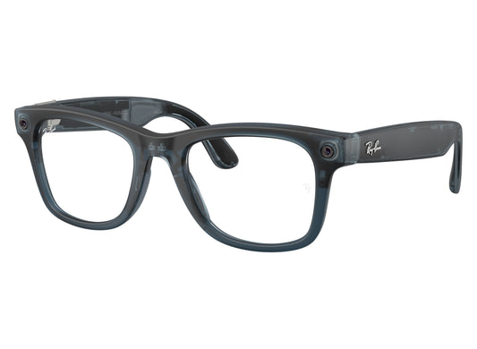 Ray-Ban Meta Wayfarer (Gen 3) Sunglasses in Transparent Matte Ocean Blue w/ Transitions Grey Lenses view 3