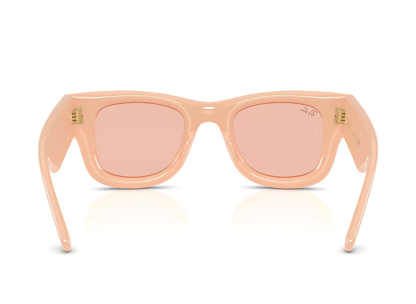 Ray Ban Wayfarer Puffer Solid Nude with Dark Pink Lenses — view 4