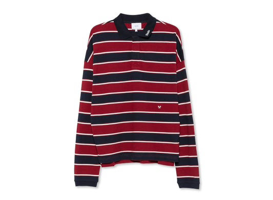 Rhude Fontaine Striped LS Polo in Bordeaux