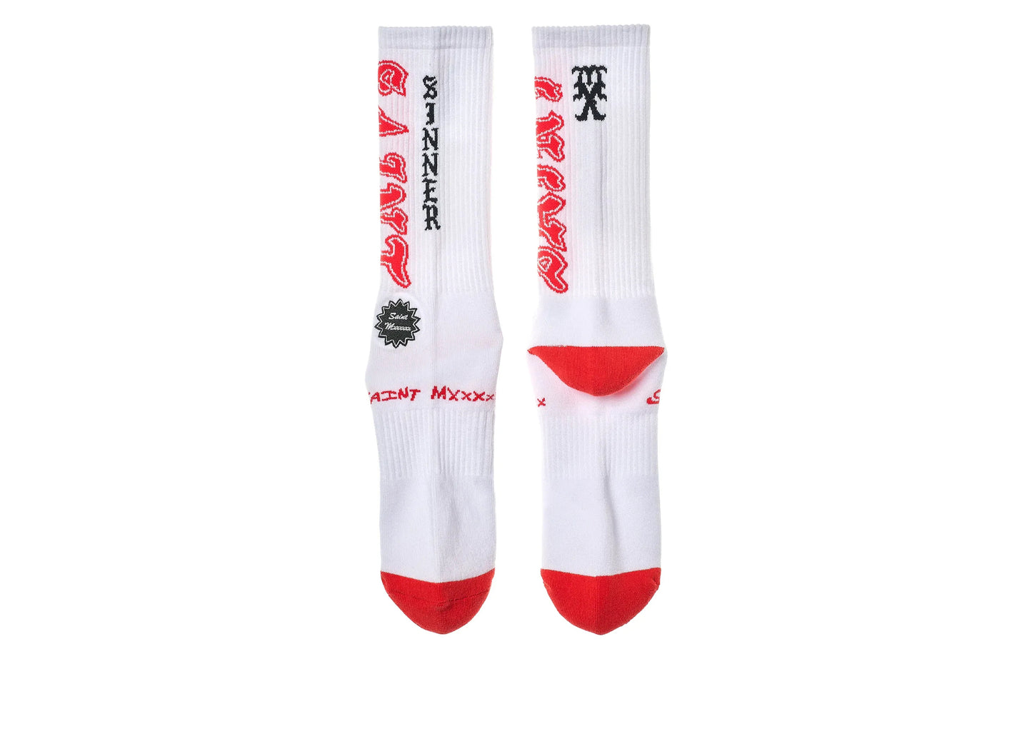 Saint Michael 'Saint' Socks in White / Red — view 2