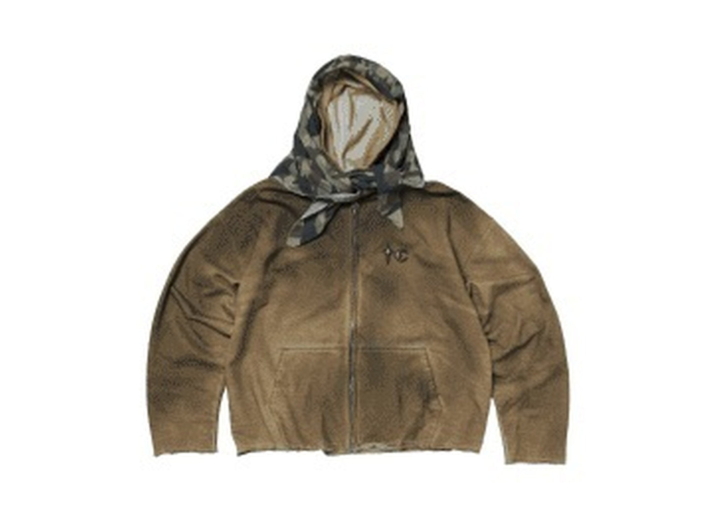 Thug Club Creed Scarf Hooded Zip-Up Hoodie in Beige