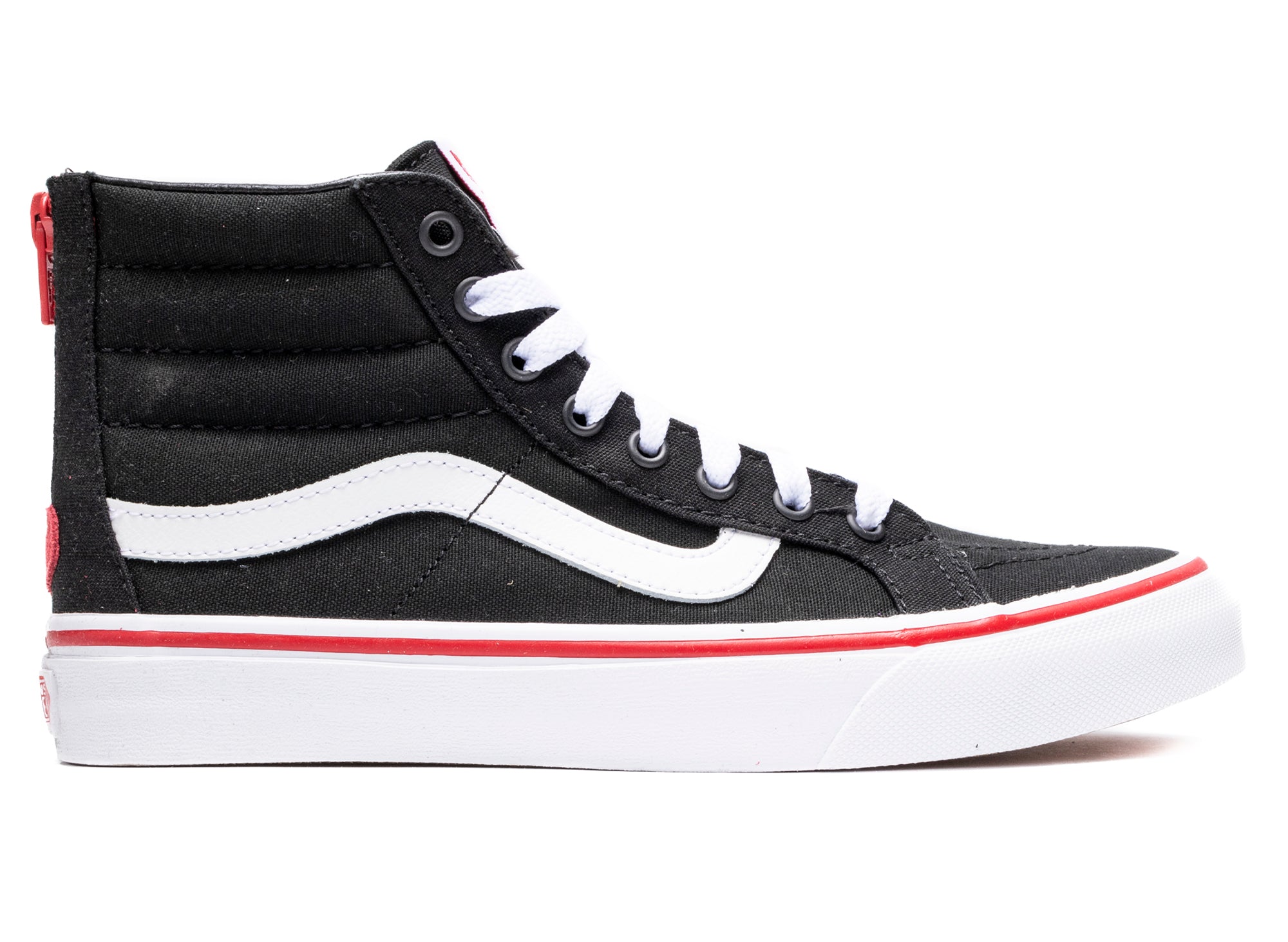 Unisex Vans Valentines Day Slim Zip Sk8 Hi in Black / Red