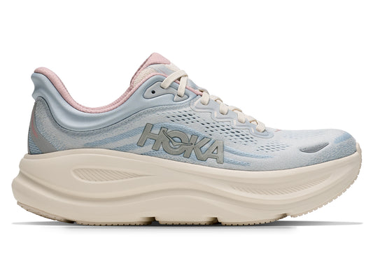 Women's Hoka Bondi 9 in Alabaster / Mineral Blue