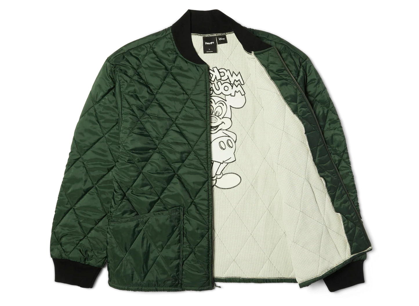 HUF x Mickey Quilted Work Jacket in Forest Green