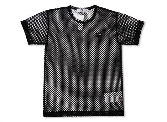Comme des Garçons Play T-Shirt Mesh Black Emblem in Black