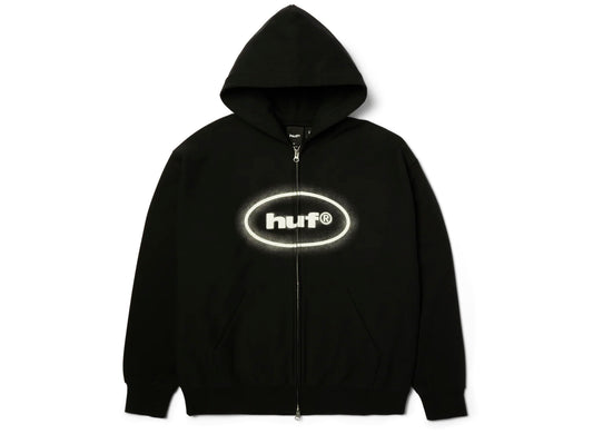 HUF x Mickey Spray FZ Hoodie in Black