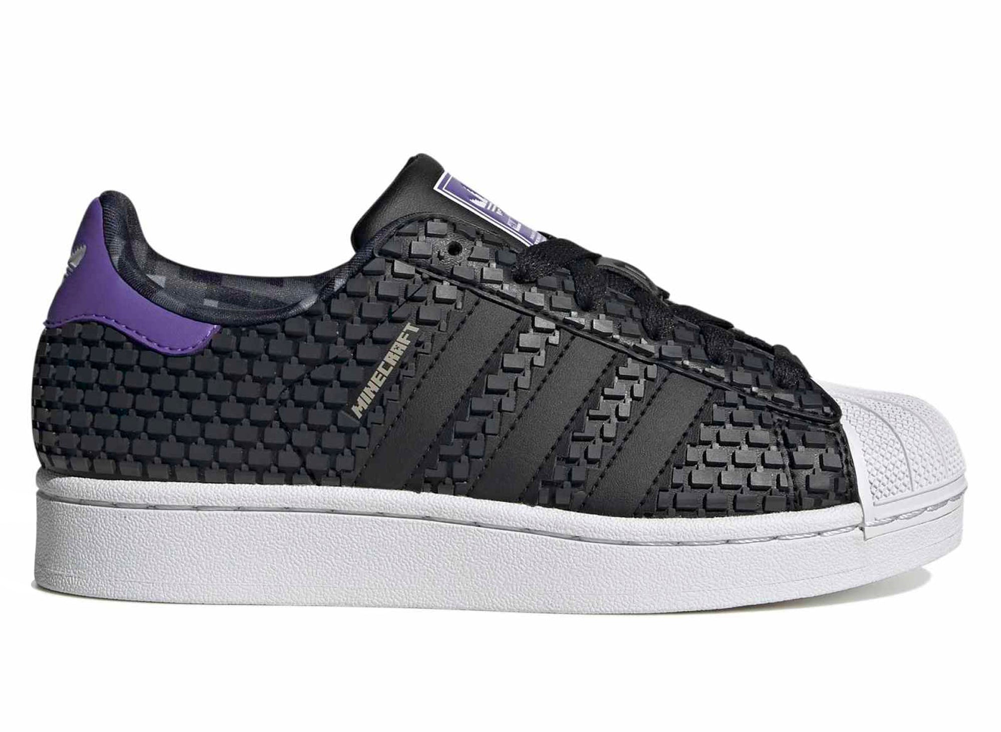 adidas Minecraft Superstar II Shoes Black 7 - Kids Originals adidas Minecraft Superstar II Shoes Black 7 - Kids Originals