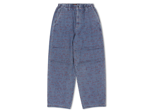 Pleasures Strokes Denim Parachute Pants in Indigo
