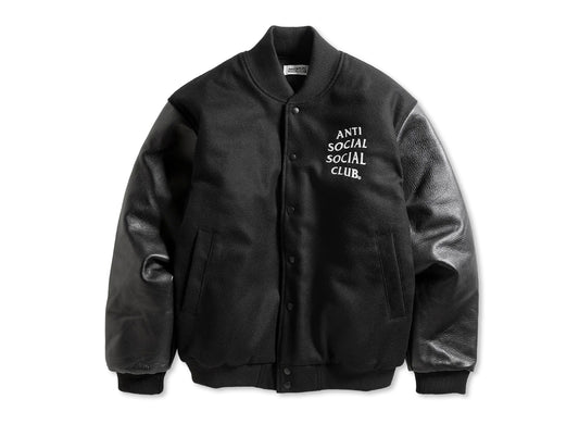 Anti Social Social Club 'Team Anxious' Varsity Jacket in Black