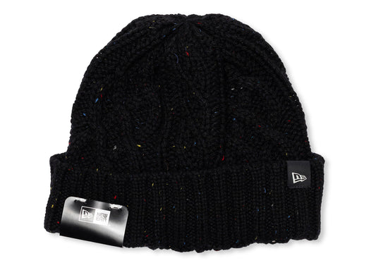 New Era Speckled Cable Knit Black Beanie