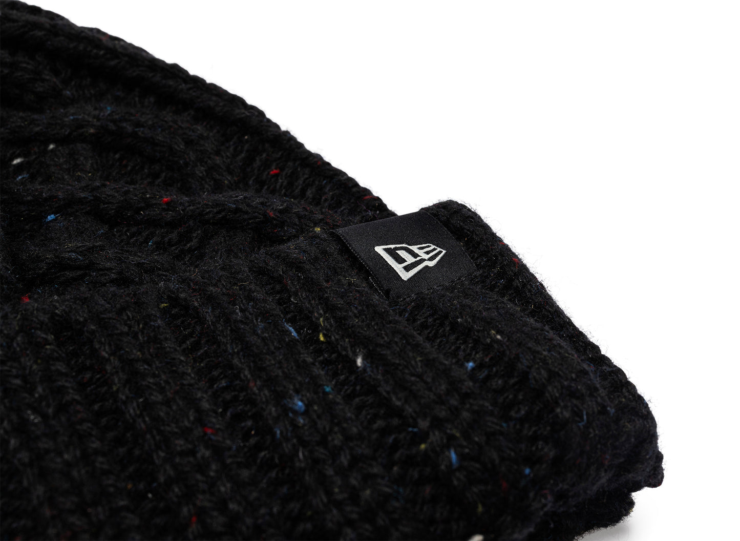 New Era Speckled Cable Knit Black Beanie