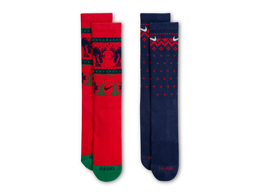 Nike Everyday Plus Cushioned Winter Wonderland Crew Socks in Red