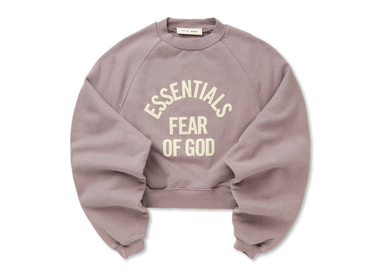 Women's Fear of God Essentials Campus 90s Cropped Crewneck 'Faded Mauve'