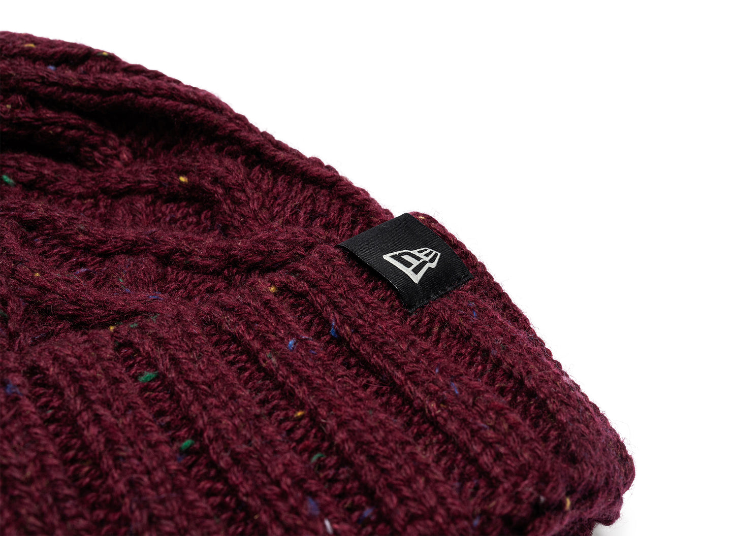 New Era Speckled Cable Knit Maroon Beanie