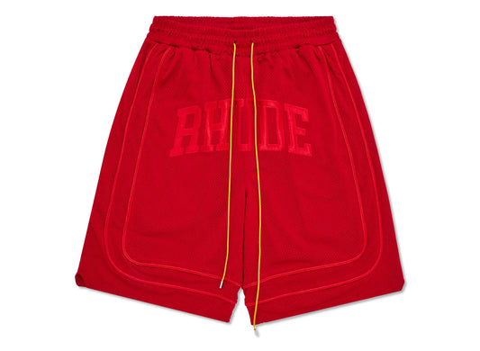 Rhude Baggy Mesh Collegiate Logo Shorts