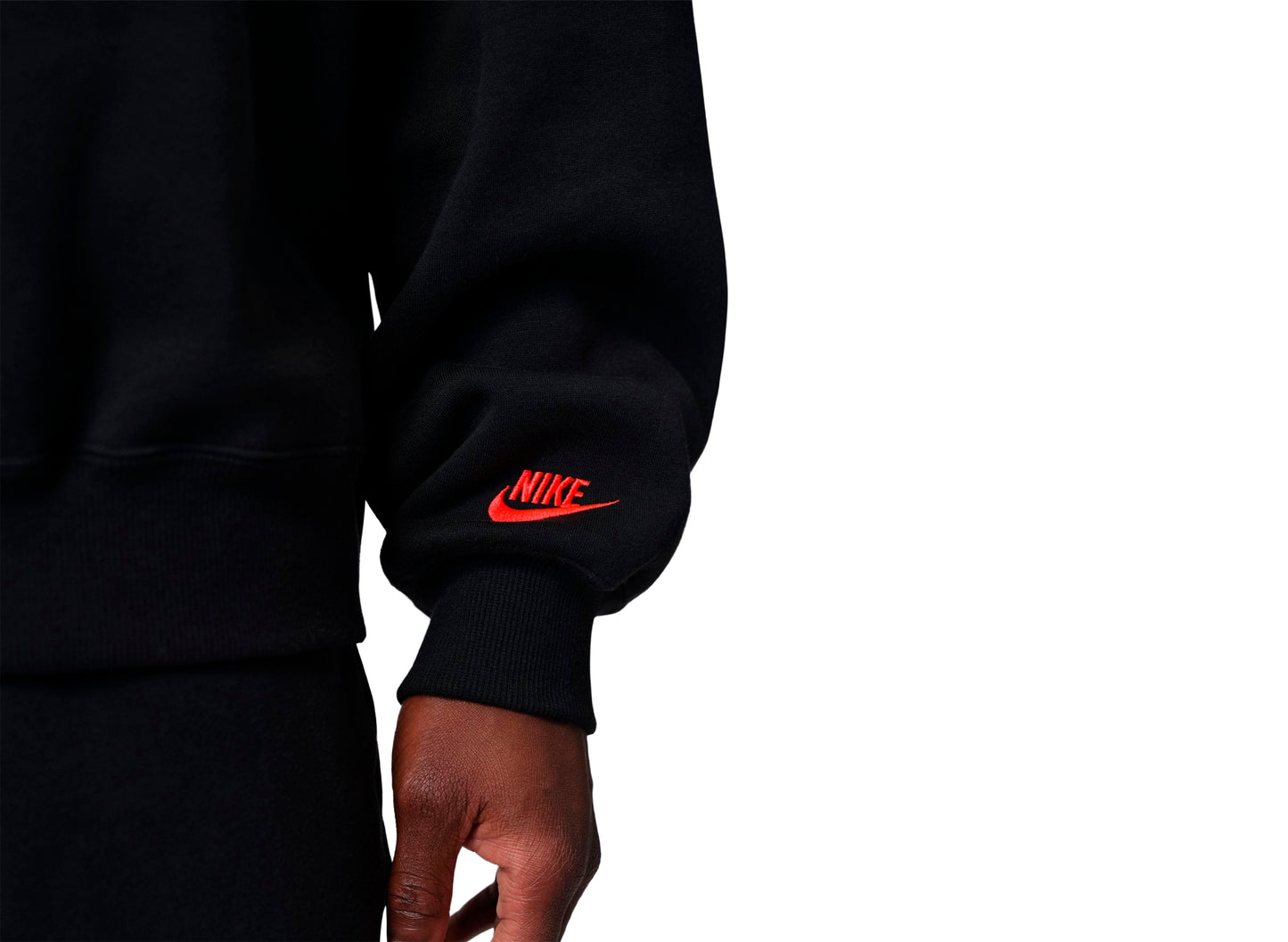 Jordan Brooklyn Fleece Crewneck Sweatshirt in Black / Infrared 23
