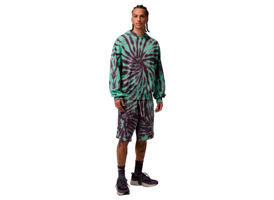 Jordan Brooklyn Fleece Tie-Dye Pullover Festival Hoodie in Green Glow