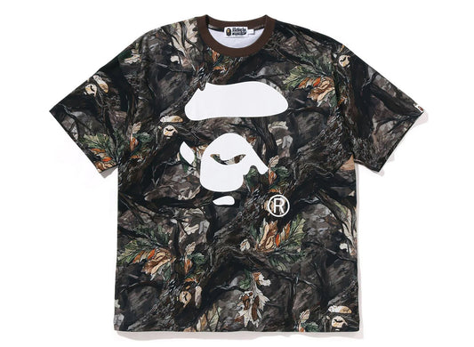 A Bathing Ape Tree Edge Camo Ape Face Relaxed Fit Tee in Brown