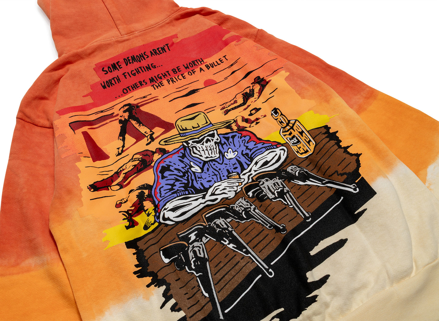 Warren Lotas Five Guns Dip Dye Hoodie in Tan Orange Gradient