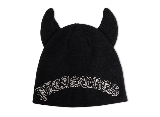 Pleasures Horns Skully Beanie in Black