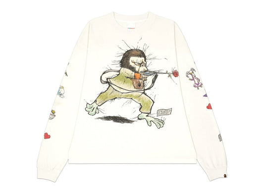 Saint Michael x BAPE Running Long Sleeve T-Shirt in White - view 1