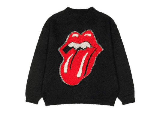 Saint Michael x The Rolling Stones Lips & Tongue Crewneck Knit in Black - view 1