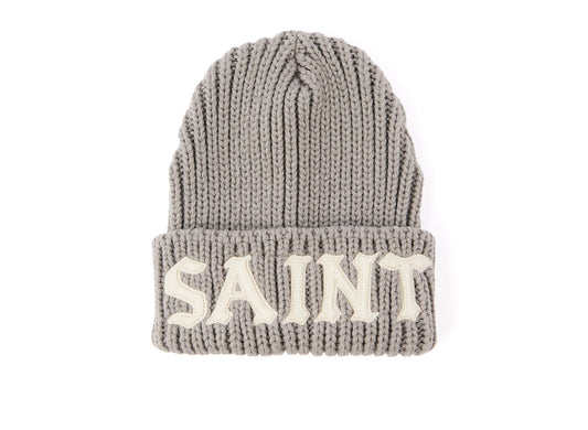 Saint Michael 'Saint' Knit Cap in Grey — front studio view